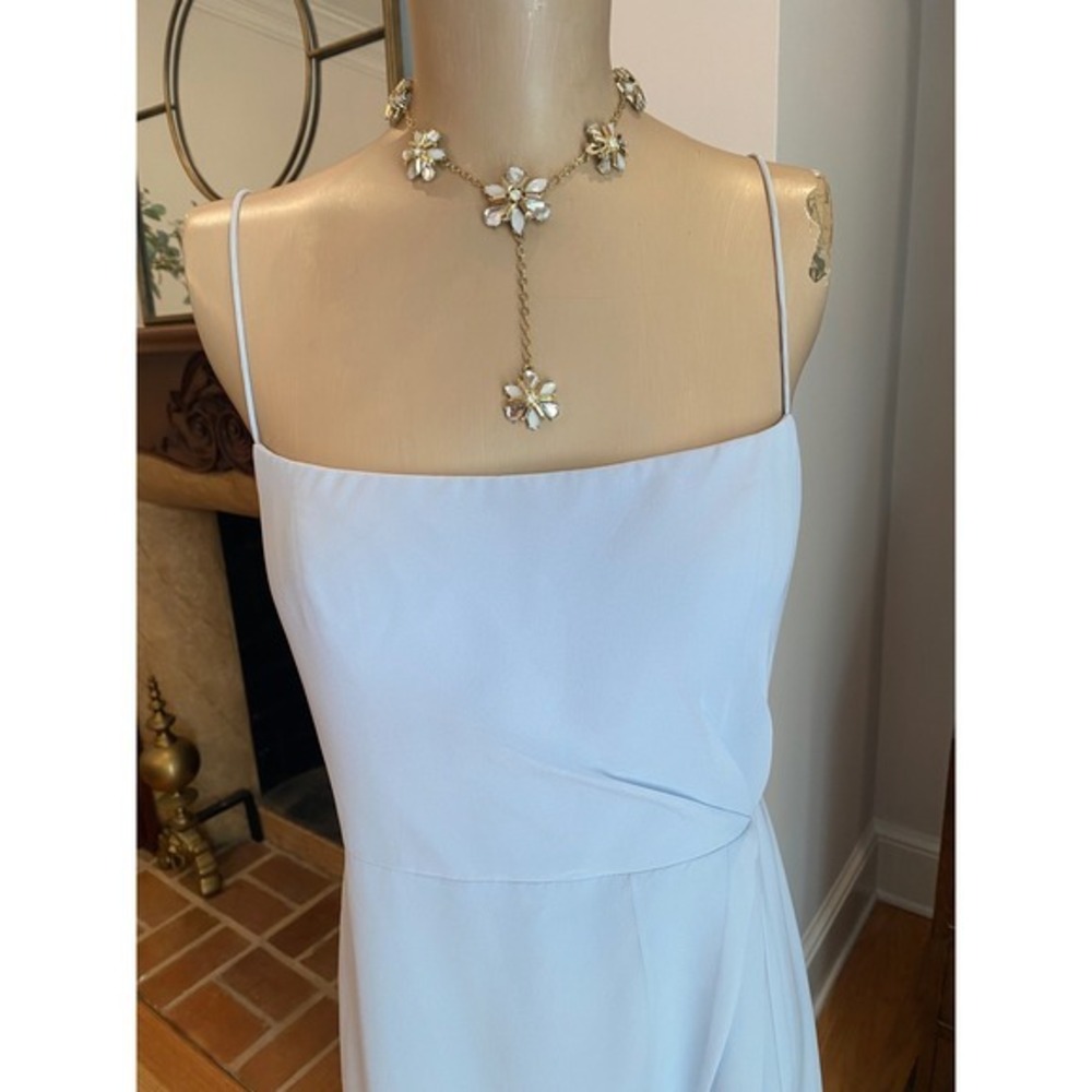 Jenny Yoo Collection Light Blue Square Neck Spaghetti Strap Maxi Gown Dress 10 - Picture 2 of 13